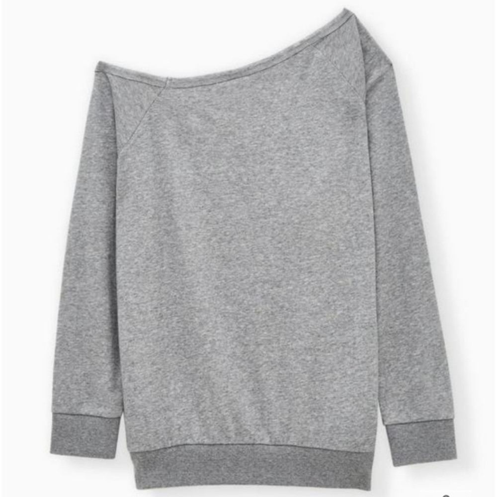 Breast Cancer Awareness Grey off the shoulder Sweatshirt - Picture 3 of 8
